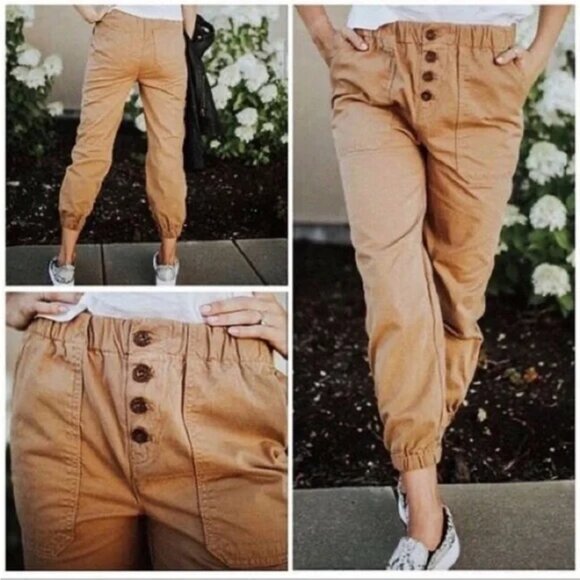 Free People Cadet Jogger Pants Button Fly Light Pink size S Bohemian Resort - Picture 3 of 13